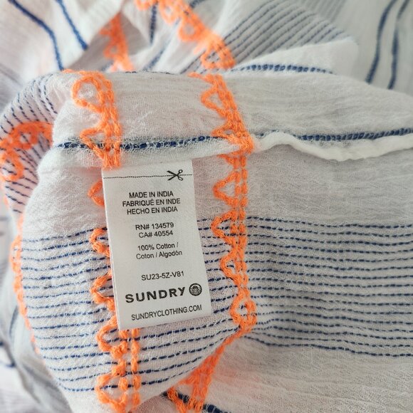 Sundry by Anthropologie Striped Embroidered Midi Dress Women's Size XS - Picture 5 of 8